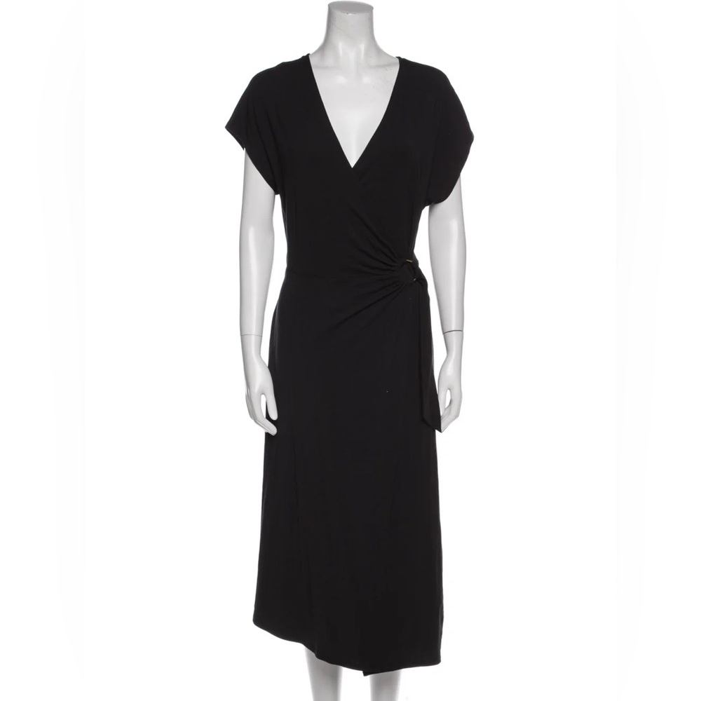 NEW. Joie black short sleeved wrap dress with buckled detail .  V neck